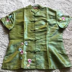 Chinese qipao style short sleeve light green XL US size M